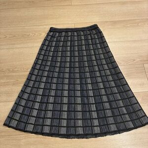 Ming Wang Women’s Black Knit Pull On A-Line Checker Midi Skirt Size XS